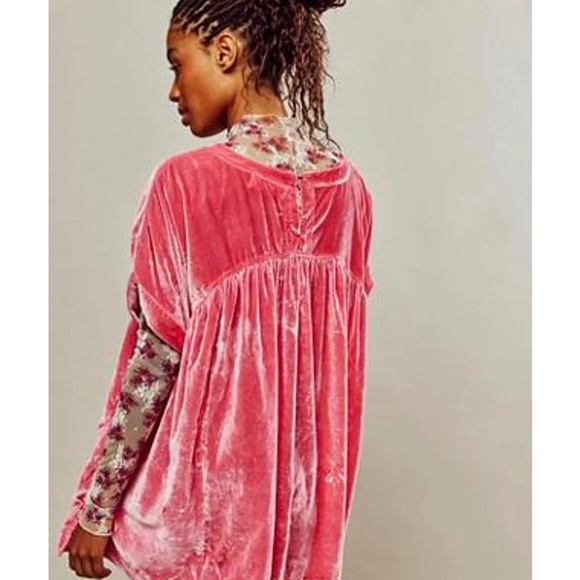 Free People 'We The Free' Moon City Velvet Pink Babydoll Dress/Top - Picture 3 of 3